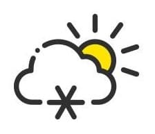 구름 뒤의 해와 눈송이 아이콘